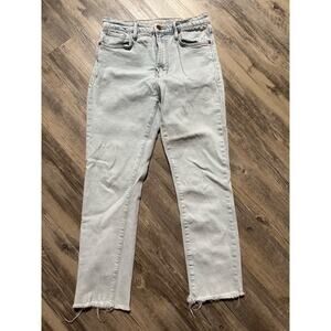 Dear John Stella Super High Rise Cropped Slim Straight Jeans Lake Forest Size 26